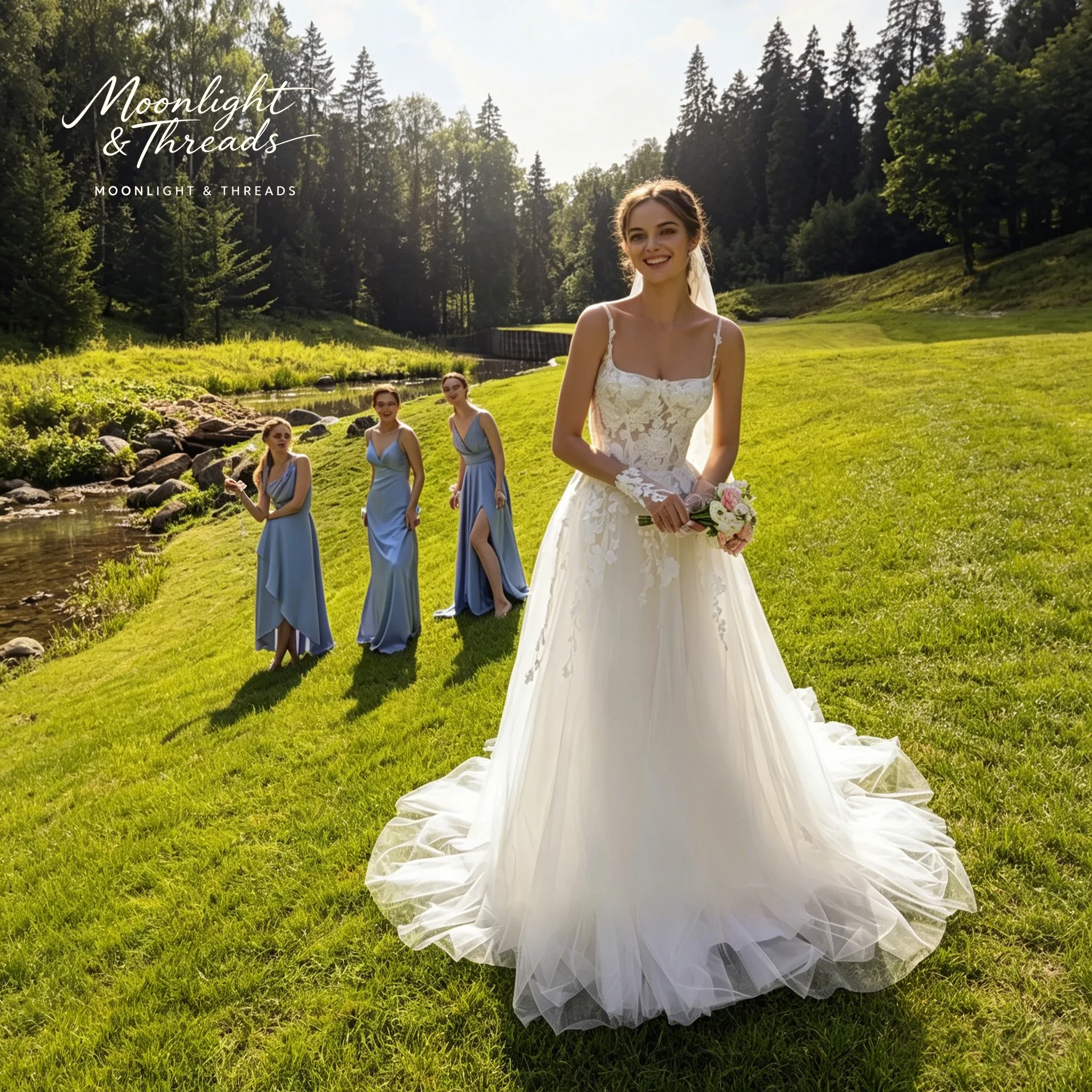 Ivory strapless spaghetti-strap full-skirted formal gown featuring embroidered appliqués suitable for weddings
Ivory strapless spaghetti-strap full-skirted formal gown featuring embroidered appliqués suitable for weddings