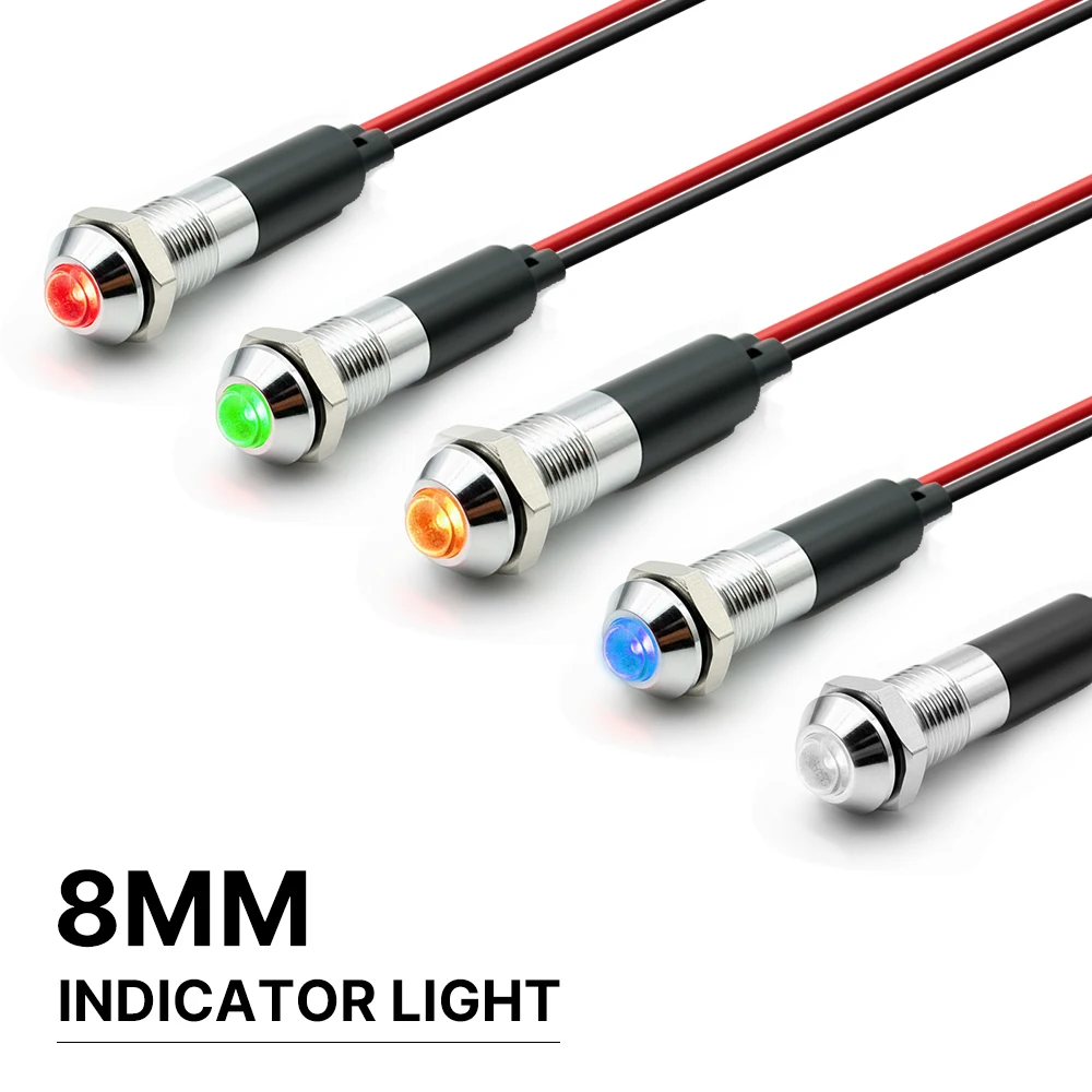 FILN 5/25PCS 8mm IP67 Waterproof Warning Indicator Lamp Pilot Lights 12V-24V for Car Marine Dashboard Metal LED Signal Light
FILN 5/25PCS 8mm IP67 Waterproof Warning Indicator Lamp Pilot Lights 12V-24V for Car Marine Dashboard Metal LED Signal Light
