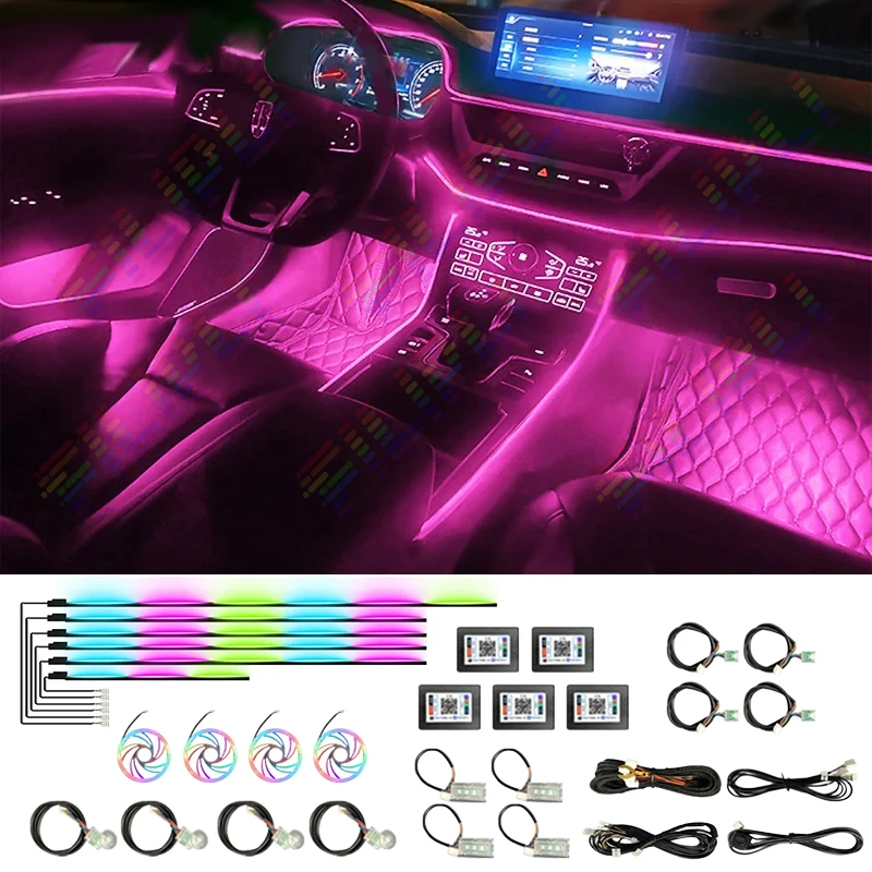 18 / 22 In 1 Streamer Car Ambient Lights RGB 213 64 Color LED Interior Rainbow Acrylic Strip Symphony Remote Atmosphere Lamp Kit
18 / 22 In 1 Streamer Car Ambient Lights RGB 213 64 Color LED Interior Rainbow Acrylic Strip Symphony Remote Atmosphere Lamp Kit