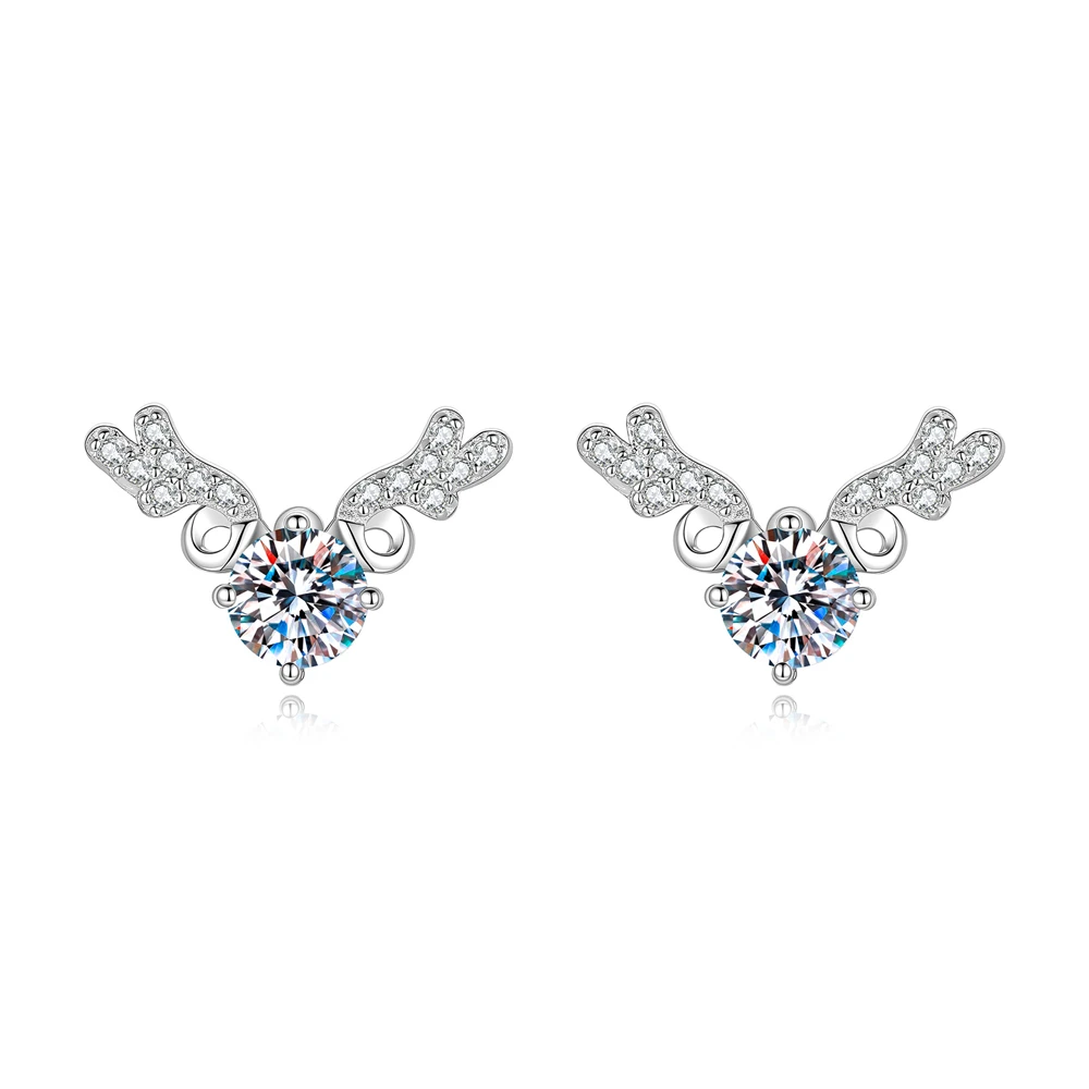 Real 1CT Moissanite Earrings S925 Sterling Silver Antler Ear Studs for Woman Birthday Anniversary Party High-End Jewelry Gift
Real 1CT Moissanite Earrings S925 Sterling Silver Antler Ear Studs for Woman Birthday Anniversary Party High-End Jewelry Gift