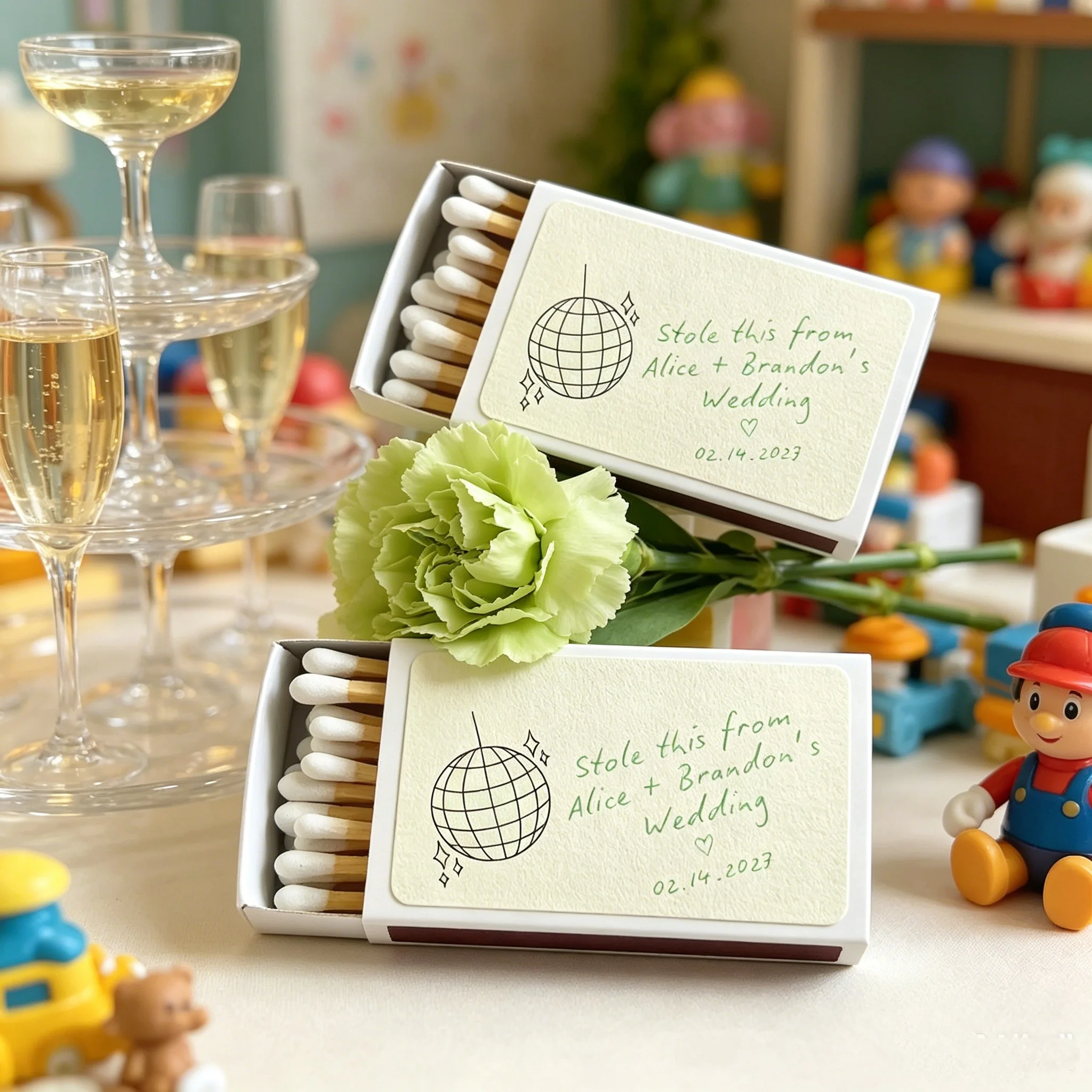 Personalized Disco Ball Wedding Matchboxes Favors - Custom Names & Date Match Books for Wedding Welcome Table, Retro Themed Brid
Personalized Disco Ball Wedding Matchboxes Favors - Custom Names & Date Match Books for Wedding Welcome Table, Retro Themed Brid