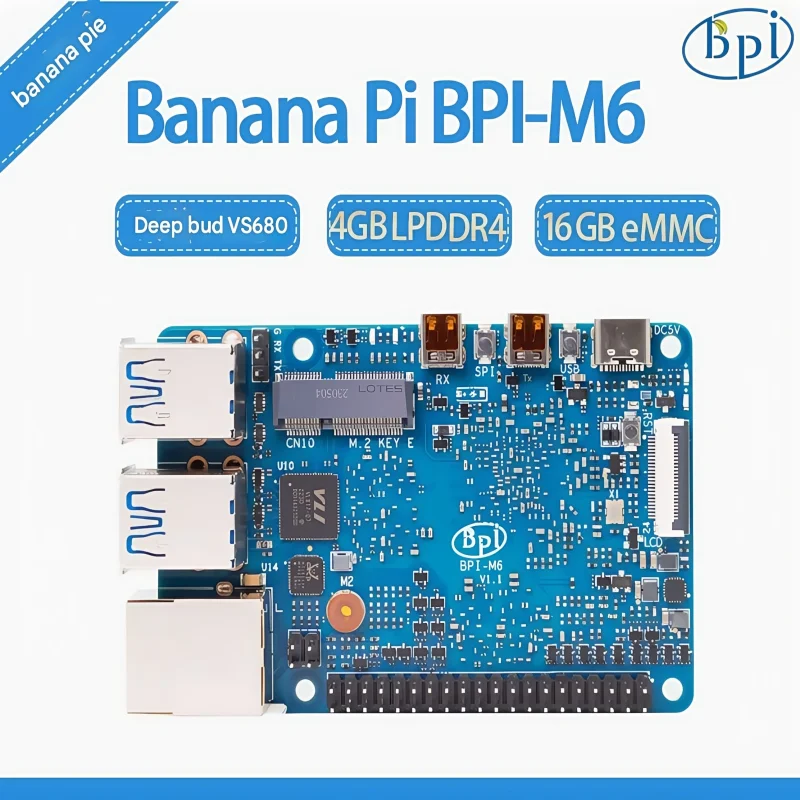 Banana Pi BPI-M6 uses the VS680 chip from Shenlei Semiconductor, with 4G LPDDR4 and 16G eMMC storage on board
Banana Pi BPI-M6 uses the VS680 chip from Shenlei Semiconductor, with 4G LPDDR4 and 16G eMMC storage on board