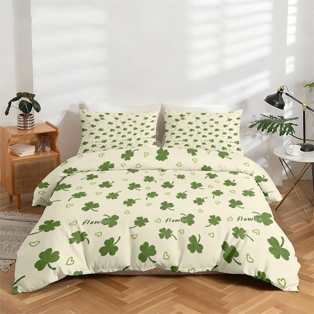 High-Definition Digital Printed Bedding Set, Duvet Cover Set with Clover and Heart Patterns, Large Floral Print Duvet Cover Set, Includes 1 Duvet Cover + 2 Pillowcases, Suitable for Bedroom, Guest Room, Home Decoration, Polyester Fiber Duvet Cover + Pillo
High-Definition Digital Printed Bedding Set, Duvet Cover Set with Clover and Heart Patterns, Large Floral Print Duvet Cover Set, Includes 1 Duvet Cover + 2 Pillowcases, Suitable for Bedroom, Guest Room, Home Decoration, Polyester Fiber Duvet Cover + Pillo