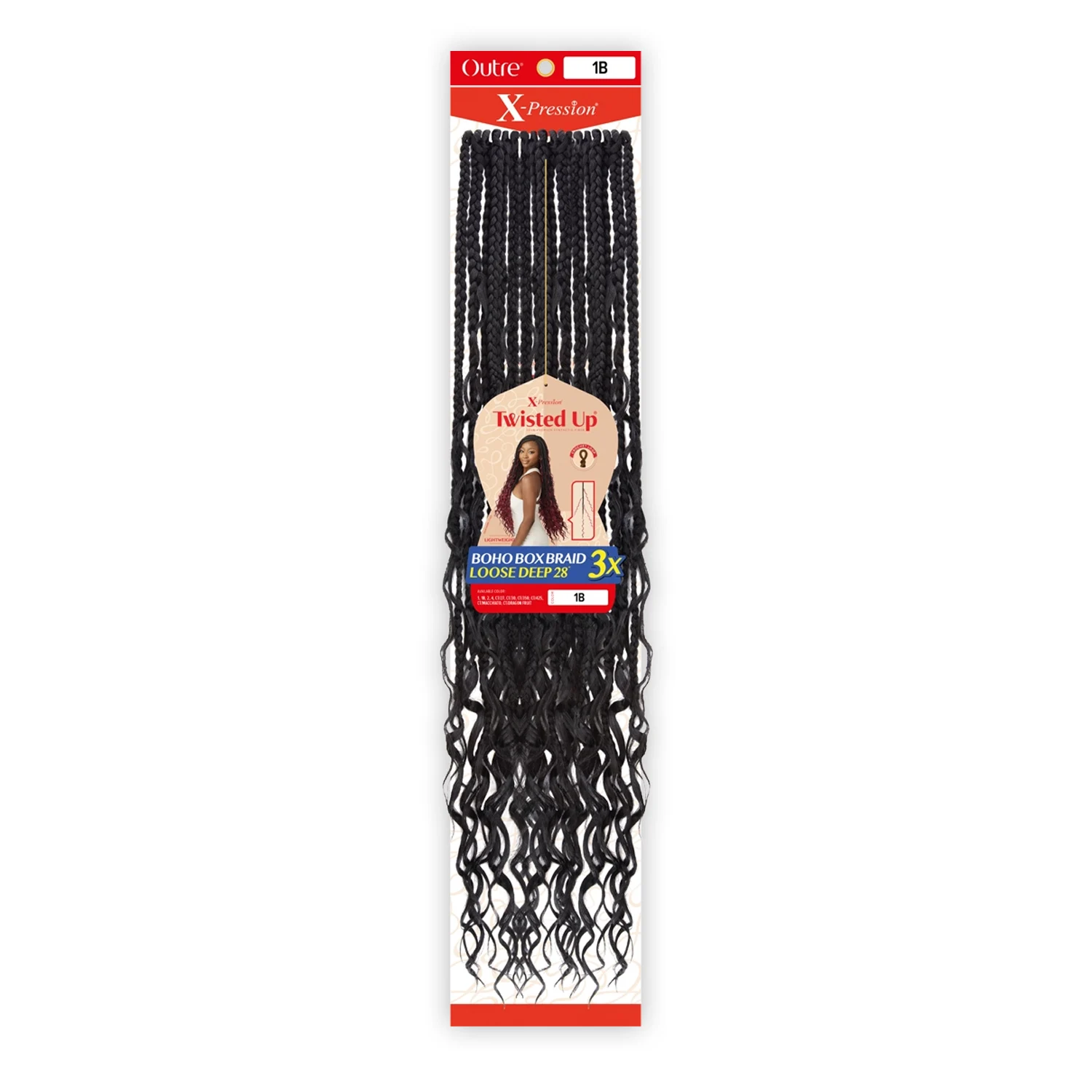 Outre Synthetic Crochet Braids X-Pression Twisted Up 3X Boho Box Braid Loose Deep 28"
Outre Synthetic Crochet Braids X-Pression Twisted Up 3X Boho Box Braid Loose Deep 28"