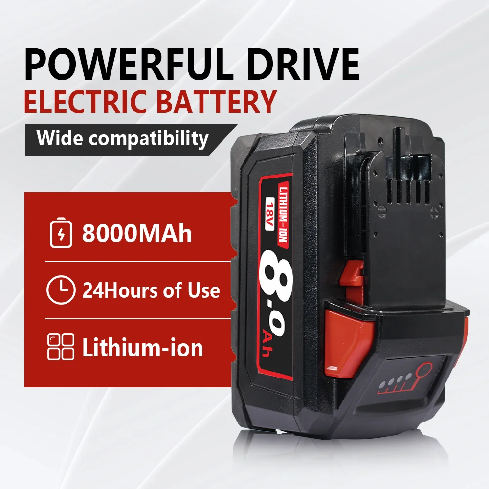 Литий-ионный аккумулятор 8 Ач увеличенной емкости XC для электроинструментов Milwaukee M18 18В, перезаряжаемый блок питания
Литий-ионный аккумулятор 8 Ач увеличенной емкости XC для электроинструментов Milwaukee M18 18В, перезаряжаемый блок питания