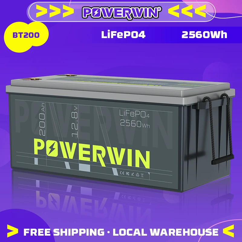 POWERWIN BT200 12.8V 200Ah LiFePO4 Battery 2560Wh for High Energy Consumption Off-Grid, Industrial Equipment Rechargeable Solar
POWERWIN BT200 12.8V 200Ah LiFePO4 Battery 2560Wh for High Energy Consumption Off-Grid, Industrial Equipment Rechargeable Solar
