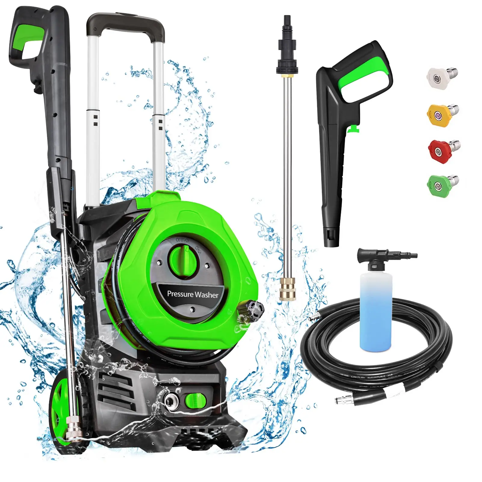 Электрическая Мойка высокого давления, 4200PSI, макс. 2,6 GPM, с шлангом 25 футов, телескопический стержень из алюминиевого сплава, 4 быстроразъемных Nozzl
Электрическая Мойка высокого давления, 4200PSI, макс. 2,6 GPM, с шлангом 25 футов, телескопический стержень из алюминиевого сплава, 4 быстроразъемных Nozzl