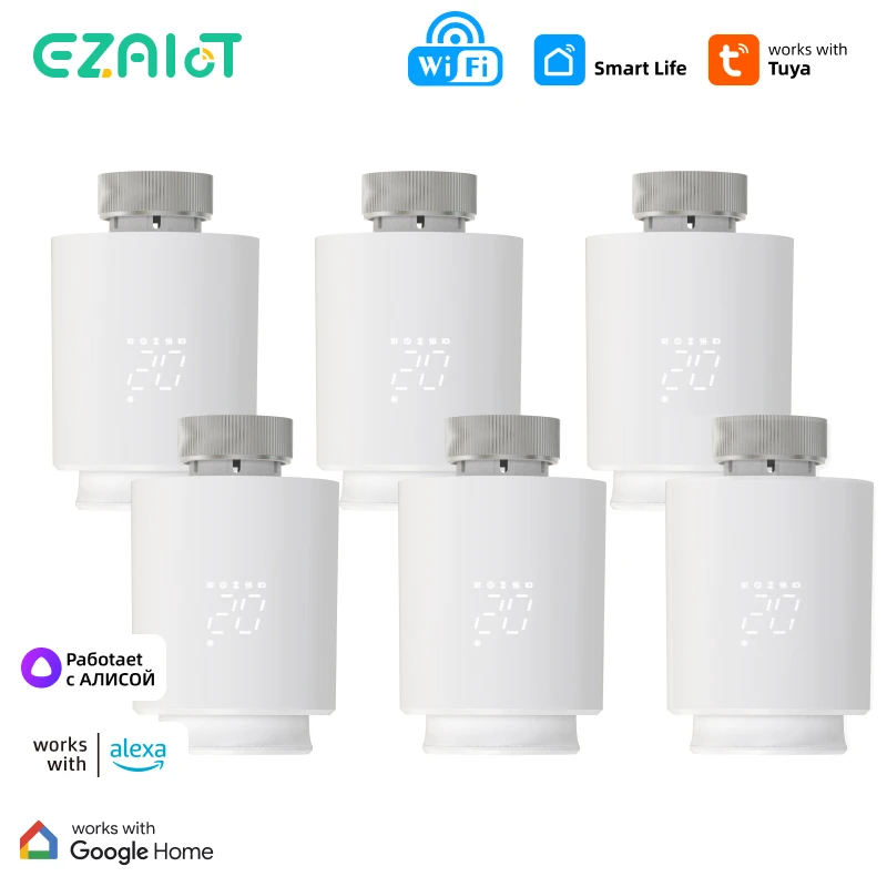 Tuya TRV 1-10 шт. Wi-Fi умный приводной клапан радиатора термостатический клапан радиатора контроллер температуры голос Alexa Google Home 
Tuya TRV 1-10 шт. Wi-Fi умный приводной клапан радиатора термостатический клапан радиатора контроллер температуры голос Alexa Google Home