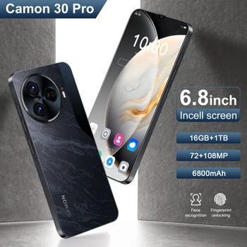 6.8 HD 스크린 스마트폰, 안드로이드 잠금 해제 휴대폰, Camon 30 P, 16G + 1T, 5G, 듀얼 심 셀룰러, 108MP, 6800mAh, 2025 신제품