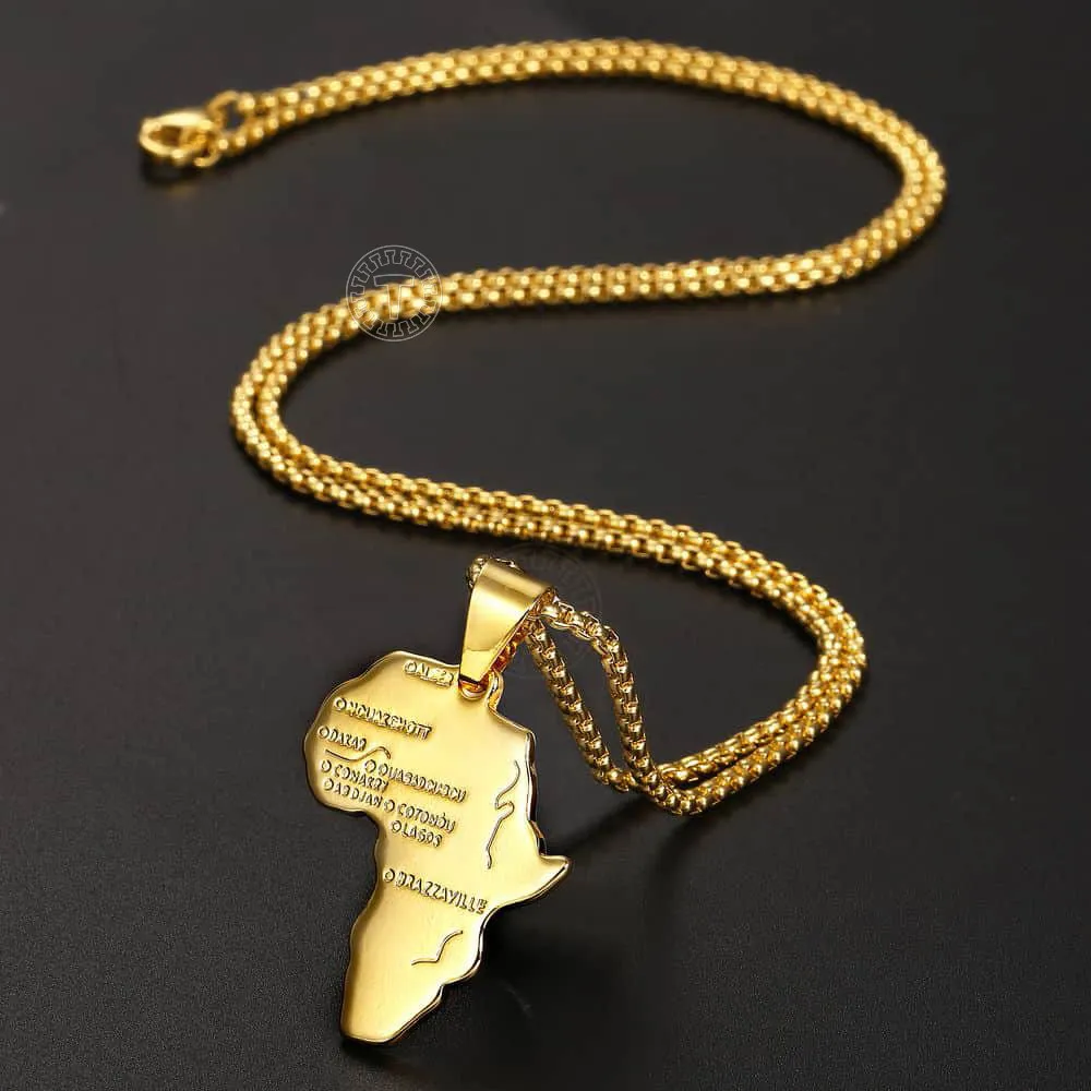 Pendant Necklace for Men Women Gold Color Africa Map Shape Pendant Box Link Chain Necklace Jewelry
Pendant Necklace for Men Women Gold Color Africa Map Shape Pendant Box Link Chain Necklace Jewelry