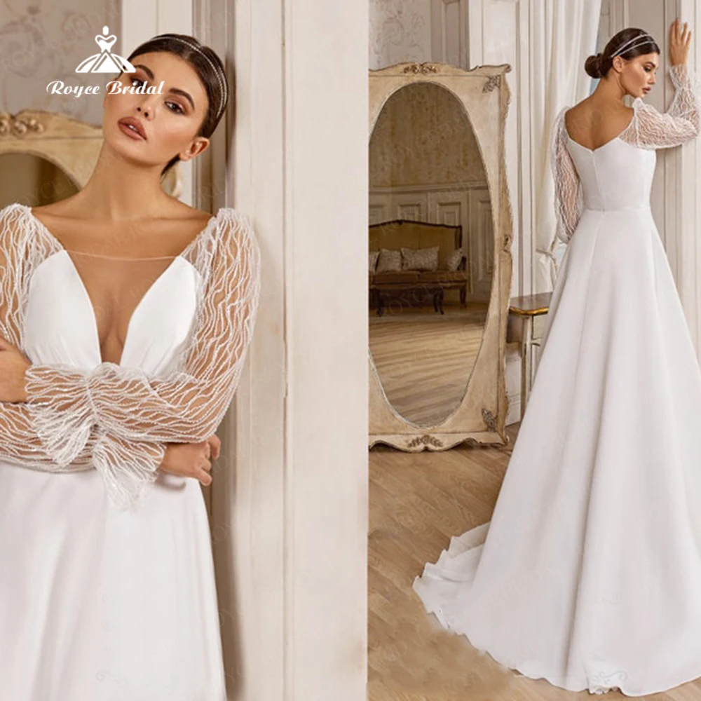 2023 Deep V Satin Plus Size Wedding Dresses For 2023 Illusion Long Sleeve Bohemia Bride Grown Backless Court Train Party Dress
2023 Deep V Satin Plus Size Wedding Dresses For 2023 Illusion Long Sleeve Bohemia Bride Grown Backless Court Train Party Dress