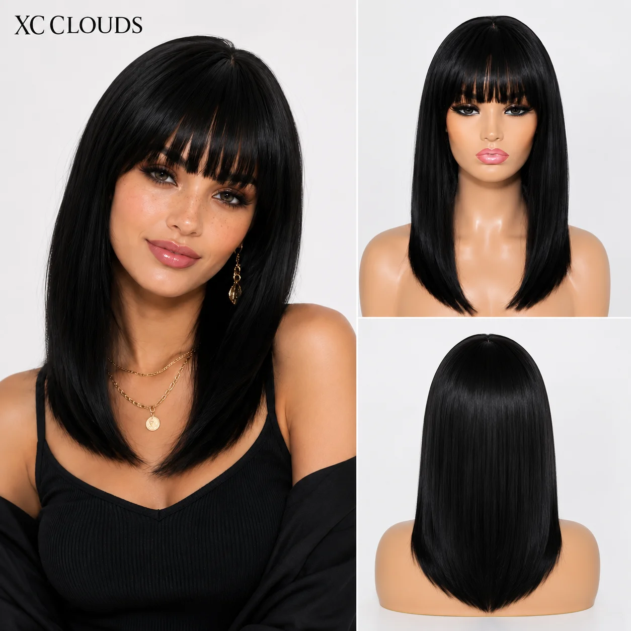 16 Inch Y2K Straight Synthetic Hair Wig with Bangs Glueless Adjustable Cap Rose Net Front 250% Density Natural Look for Casual Events Protective Style
16 Inch Y2K Straight Synthetic Hair Wig with Bangs Glueless Adjustable Cap Rose Net Front 250% Density Natural Look for Casual Events Protective Style