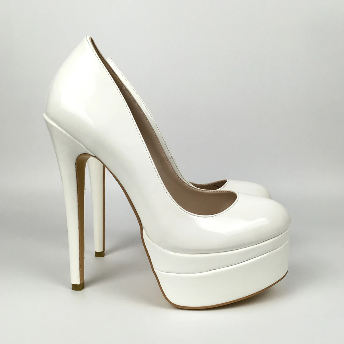 Elegant Women Shoes Round Toe High Heels Pumps Double Platform White Patent Ladies Wedding Party Dress Footwear Customized shoes
Elegant Women Shoes Round Toe High Heels Pumps Double Platform White Patent Ladies Wedding Party Dress Footwear Customized shoes