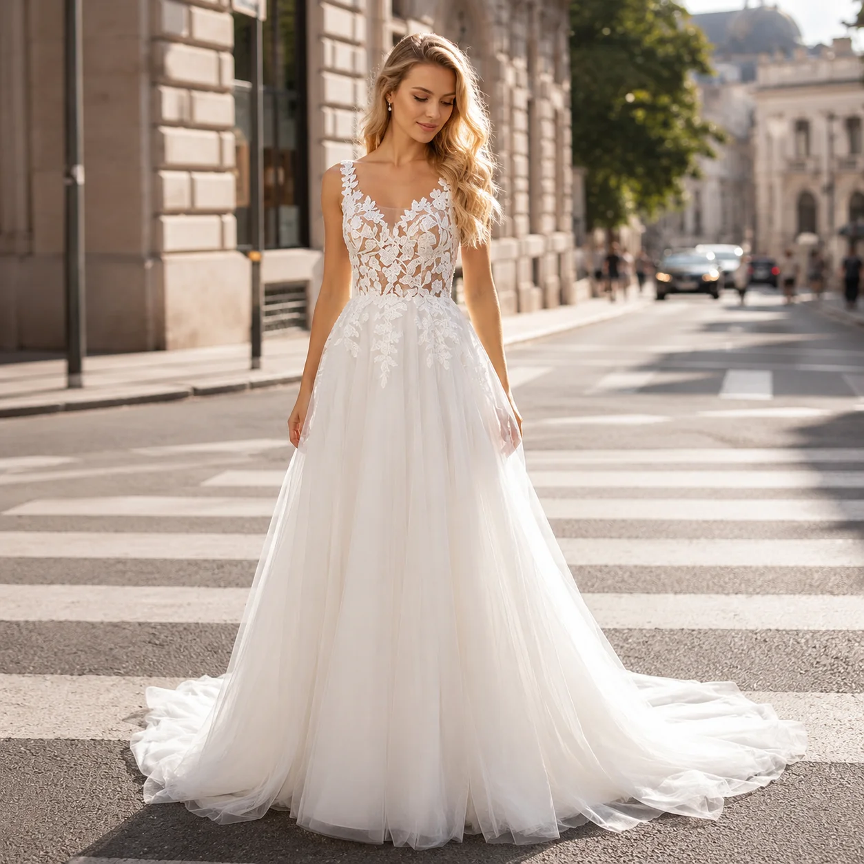 Boho A-Line Wedding Dresses 2026 Lace Appliques Tulle Wedding Bridal Gown Spaghetti Strap Princess Bride Dress Customized
Boho A-Line Wedding Dresses 2026 Lace Appliques Tulle Wedding Bridal Gown Spaghetti Strap Princess Bride Dress Customized