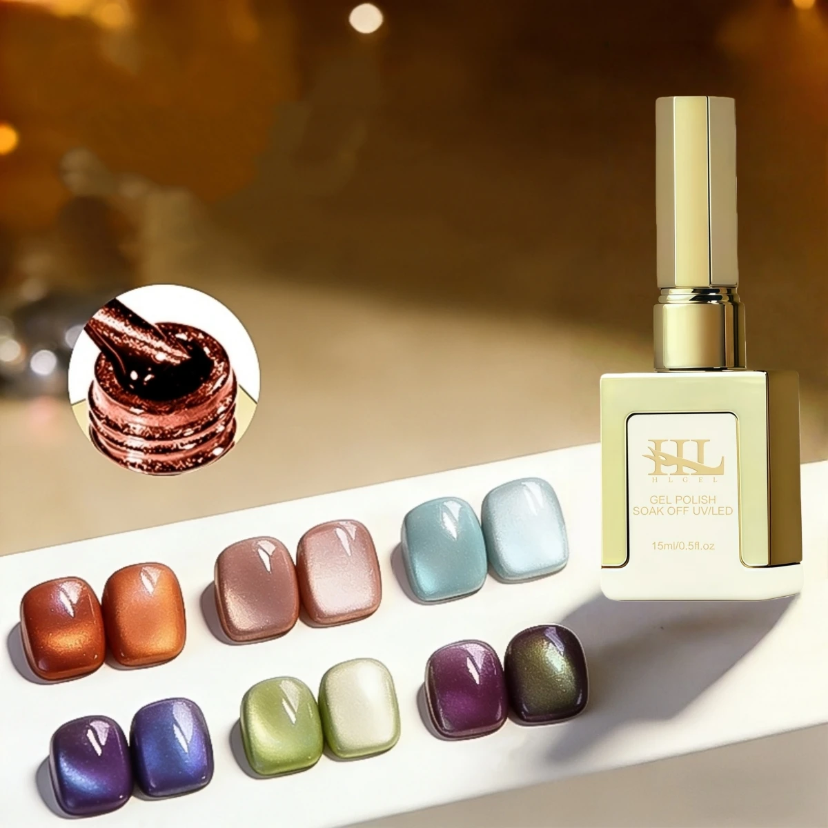 Charming HL 6PCS Cat Eye Gel Nail Polish Set – A stunning reflective magnetic gel polish collection, soak-off formula for easy removal, perfect as a thoughtful nail art gift for women
Charming HL 6PCS Cat Eye Gel Nail Polish Set – A stunning reflective magnetic gel polish collection, soak-off formula for easy removal, perfect as a thoughtful nail art gift for women