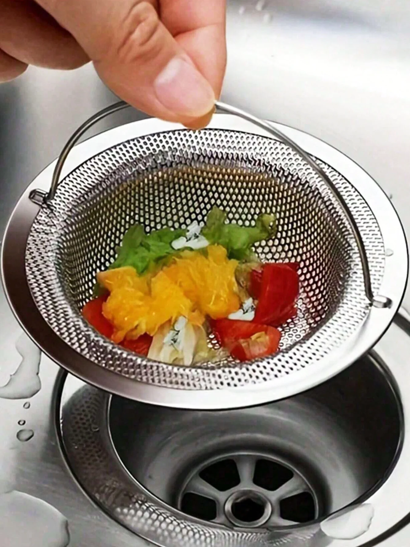 1 Piece Stainless Steel Kitchen Sink Strainer Basket With Comfort Grip Handle, 4.3 Inch Wide Rim Food Waste Catcher Universal Drain Filter Basket For Home Kitchen Daily Use
1 Piece Stainless Steel Kitchen Sink Strainer Basket With Comfort Grip Handle, 4.3 Inch Wide Rim Food Waste Catcher Universal Drain Filter Basket For Home Kitchen Daily Use