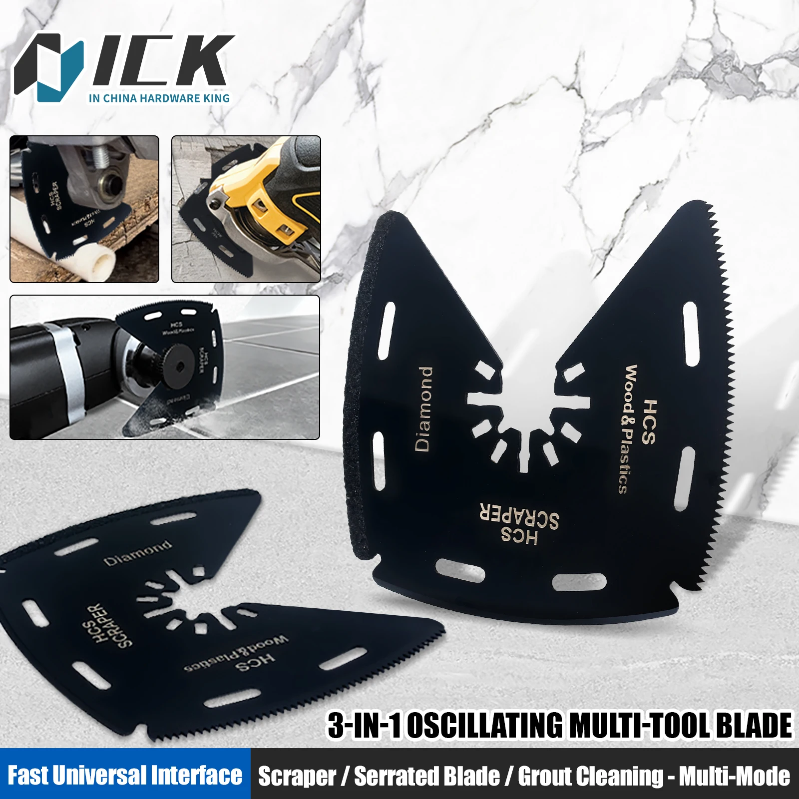 Многорежимное осциллирующее лезвие 3-в-1 с быстрым универсальным интерфейсом — режет древесины/металла/ПВХ, царапины
Многорежимное осциллирующее лезвие 3-в-1 с быстрым универсальным интерфейсом — режет древесины/металла/ПВХ, царапины