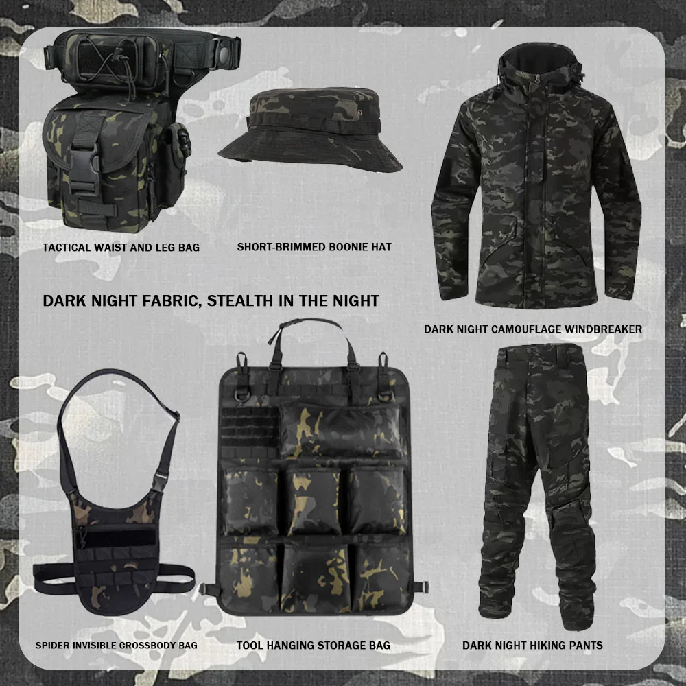 Тактический набор «Темная ночь» с сумкой для инструментов, одежда, шляпа, мешочек для ног для охоты, полевого военного тренировочного оборудования на открытом воздухе
Тактический набор «Темная ночь» с сумкой для инструментов, одежда, шляпа, мешочек для ног для охоты, полевого военного тренировочного оборудования на открытом воздухе