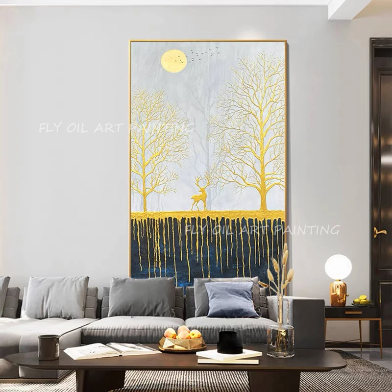 100% Hand Painted gold foil tree forest landsacpe blue canvas high quality picture Oil Painting Canvas for Home Decor
100% Hand Painted gold foil tree forest landsacpe blue canvas high quality picture Oil Painting Canvas for Home Decor