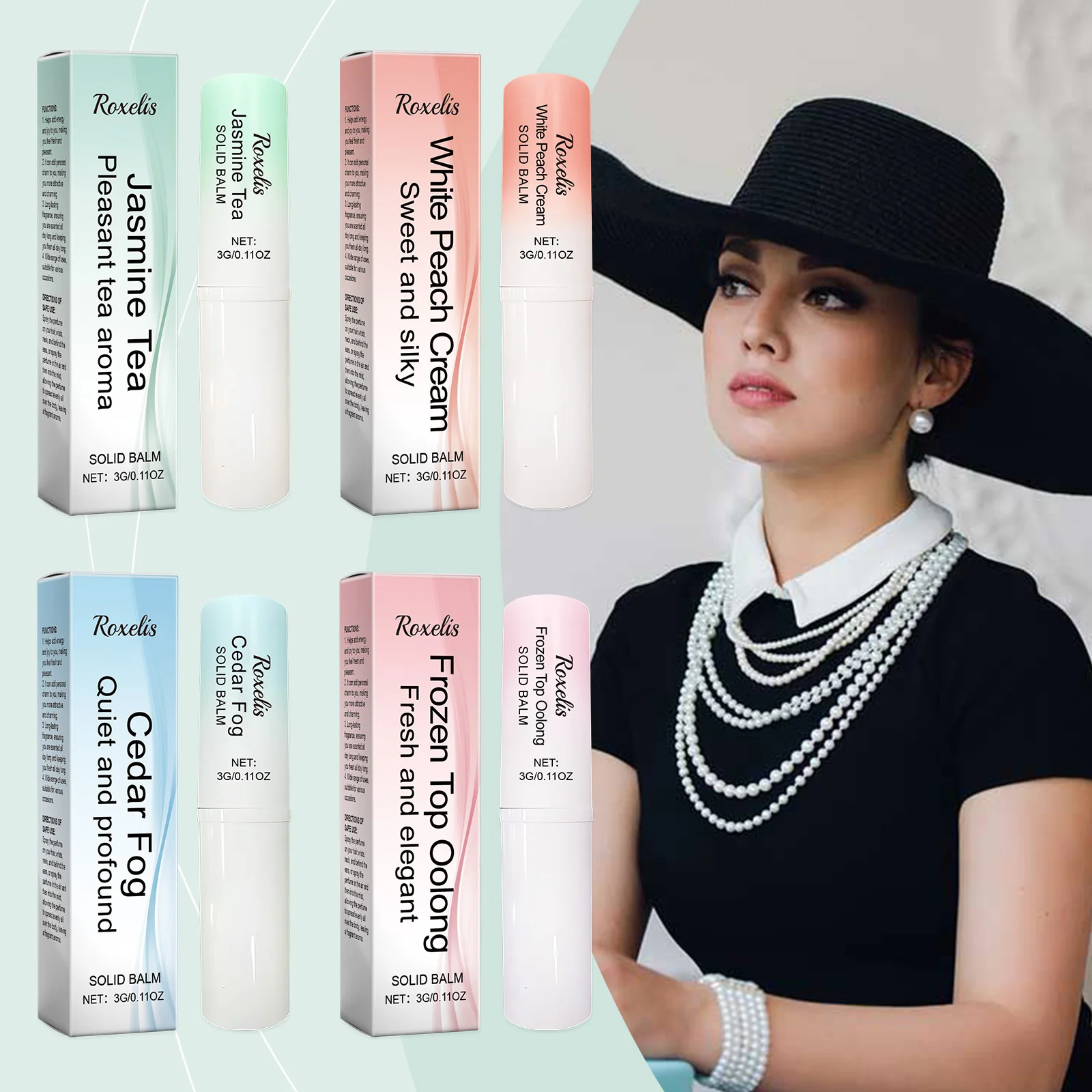 Roxelis 3g Light Fragrance Perfume Solid Balm Lasting Floral Scent Odor Remove Jasmine Peach Oolong Cedar Aroma Fresh Body Balm
Roxelis 3g Light Fragrance Perfume Solid Balm Lasting Floral Scent Odor Remove Jasmine Peach Oolong Cedar Aroma Fresh Body Balm