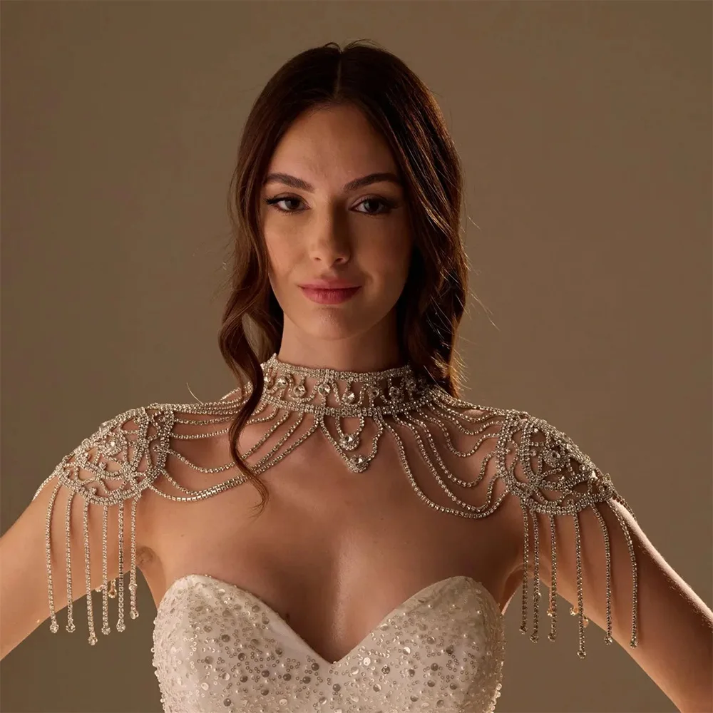 StoneFans Luxury Rhinestone Bridal Body Necklace Silver Color Cape Chain Top Wedding Jewelry Dresses Elegant Statement
StoneFans Luxury Rhinestone Bridal Body Necklace Silver Color Cape Chain Top Wedding Jewelry Dresses Elegant Statement