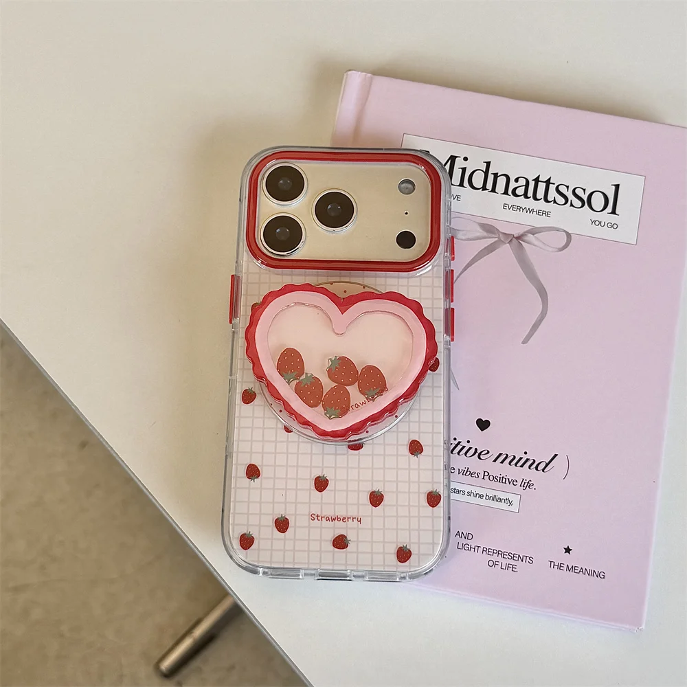 Korean Plaid Cute Strawberry Magnetic Phone case for iPhone17 Pro 16 15 16 Pro 15 Pro Max Cover With Magsafe Lovely Shake Stand
Korean Plaid Cute Strawberry Magnetic Phone case for iPhone17 Pro 16 15 16 Pro 15 Pro Max Cover With Magsafe Lovely Shake Stand