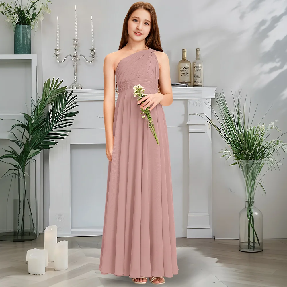 Luxurious One Shoulder Junior Bridesmaid Dress Jade Mist Flower Girl Gown Floor-Length Chiffon Cascading Layers Wedding Party
Luxurious One Shoulder Junior Bridesmaid Dress Jade Mist Flower Girl Gown Floor-Length Chiffon Cascading Layers Wedding Party