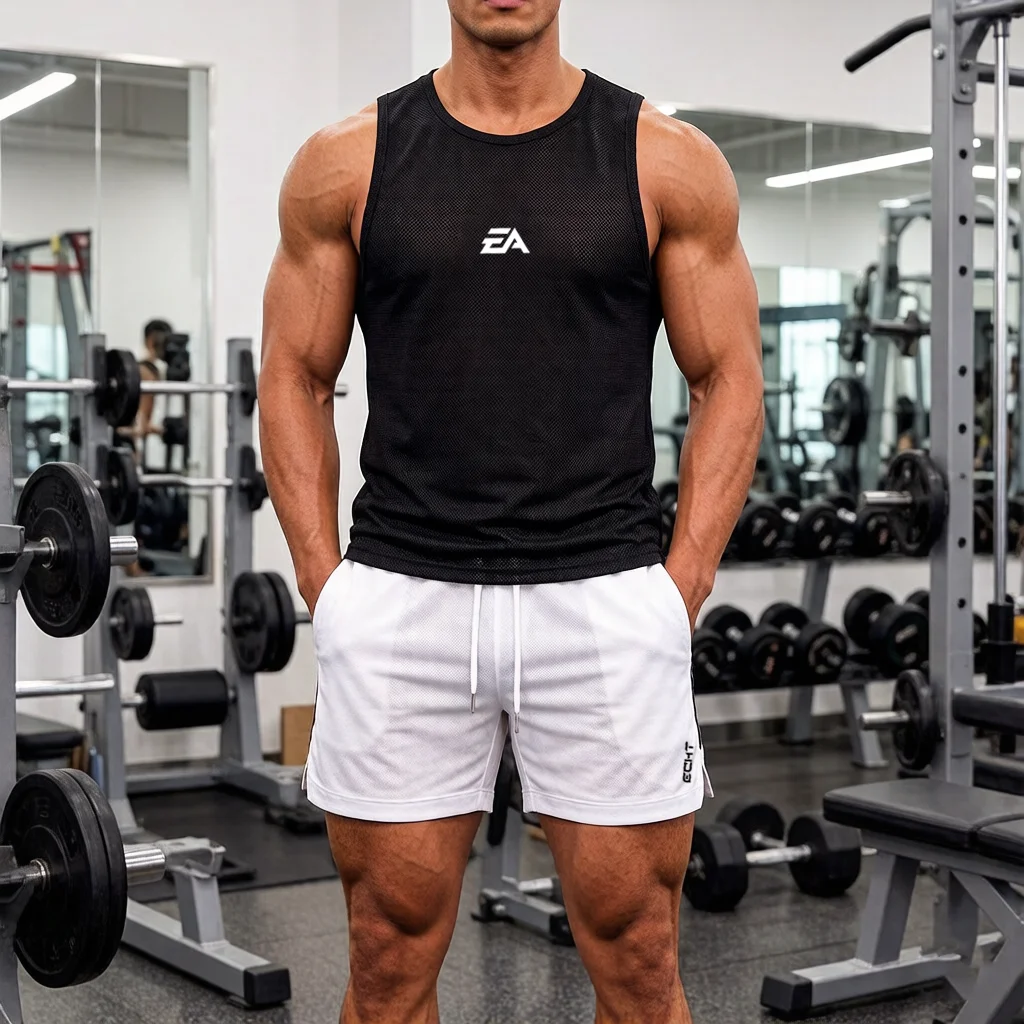 Summer Men's Sports Set Sleeveless Mesh Tank Top & Quick Dry Shorts Breathable Gym Workout Swim Running Fitness Two-piece Set
Summer Men's Sports Set Sleeveless Mesh Tank Top & Quick Dry Shorts Breathable Gym Workout Swim Running Fitness Two-piece Set