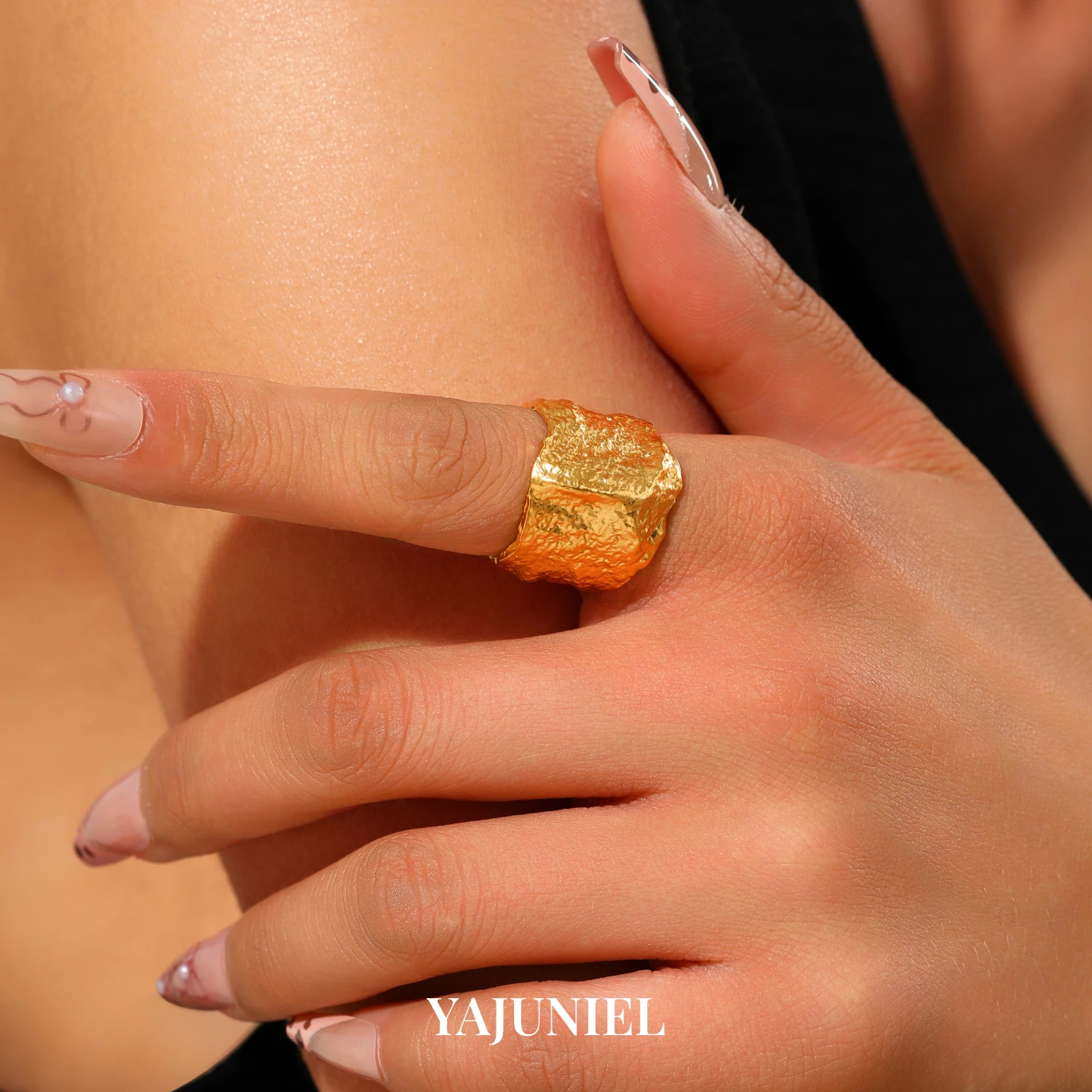 YAJUNIEL 24K Real Gold Plated Wrinkled Texture Open Ring for Women Hypoallergenic Brass Adjustable Statement Ring Unique Gift
YAJUNIEL 24K Real Gold Plated Wrinkled Texture Open Ring for Women Hypoallergenic Brass Adjustable Statement Ring Unique Gift