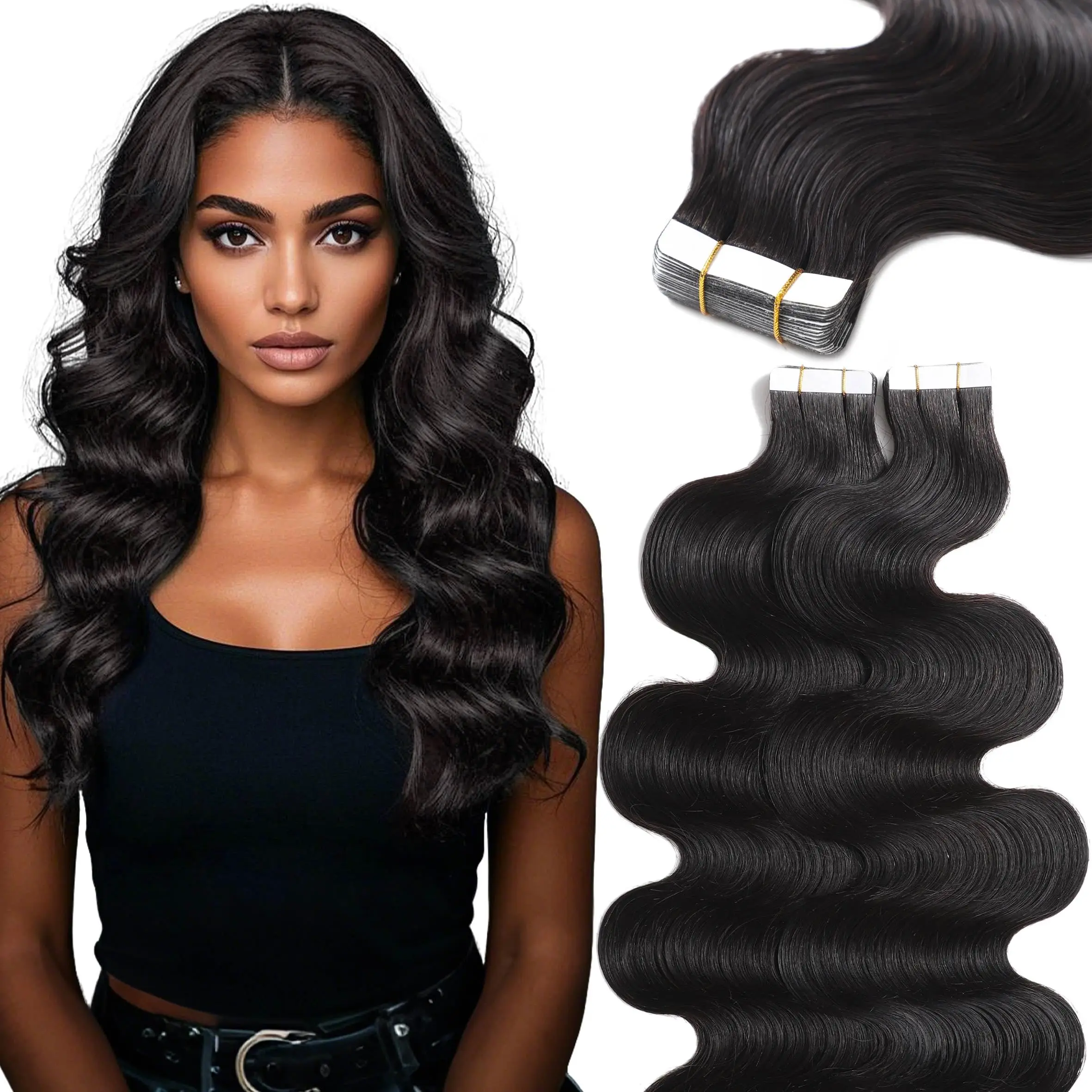 Body Wave Tape-In Hair Extensions Human Hair Tape-In 100% Remy Hair Natural Black
Body Wave Tape-In Hair Extensions Human Hair Tape-In 100% Remy Hair Natural Black