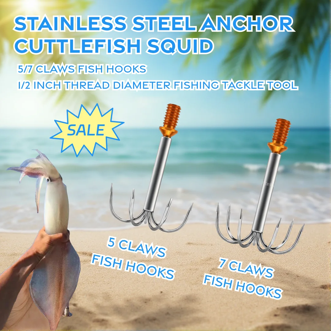 Fishing Gaff Stainless Steel Anchor Cuttlefish Squid 5/7 Claws Fish Hooks 1/2 Inch Thread Diameter Fishing Tackle Tool
Fishing Gaff Stainless Steel Anchor Cuttlefish Squid 5/7 Claws Fish Hooks 1/2 Inch Thread Diameter Fishing Tackle Tool