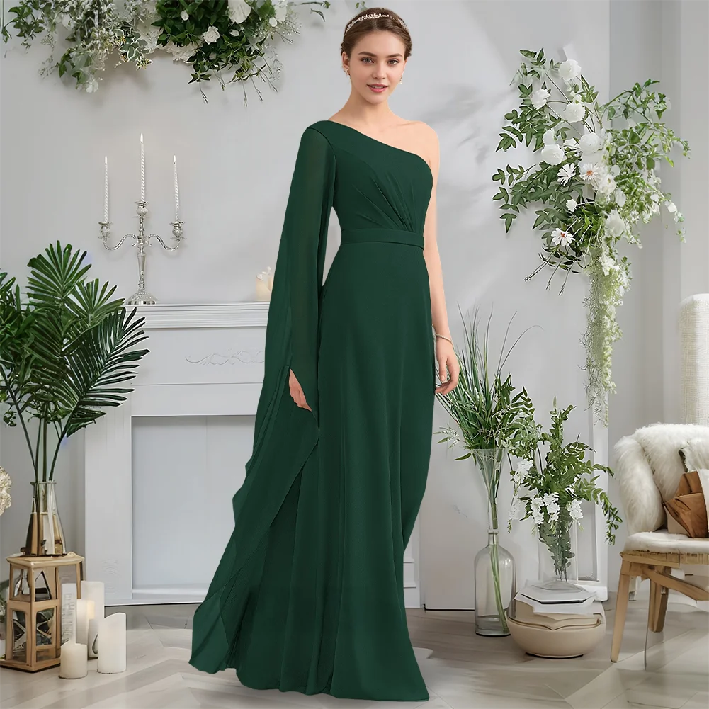 Dark Navy Elegant One Shoulder Floor-Length Chiffon Bridesmaid Dresses With Ruffles For Wedding Party Gown Evening Guest 2025
Dark Navy Elegant One Shoulder Floor-Length Chiffon Bridesmaid Dresses With Ruffles For Wedding Party Gown Evening Guest 2025