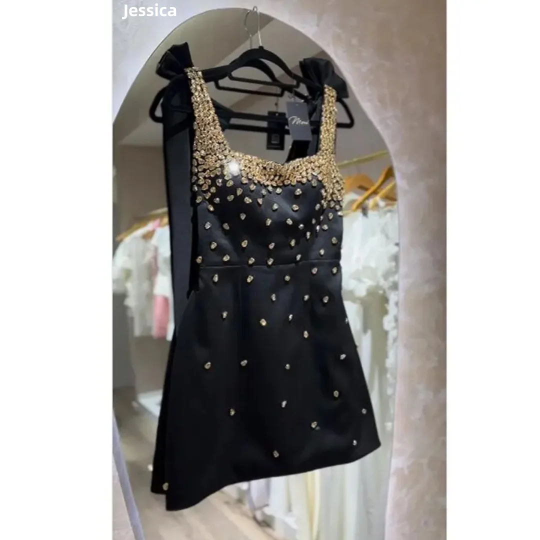 Jessica Sweetheart Black Evening Dresses Handmade Sparkling Beads Prom Dresses Satin Mini Short Vestidos De Fiesta Customized
Jessica Sweetheart Black Evening Dresses Handmade Sparkling Beads Prom Dresses Satin Mini Short Vestidos De Fiesta Customized