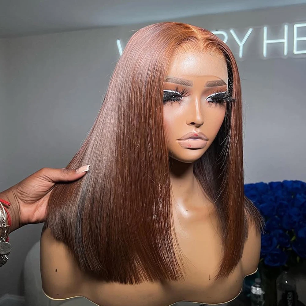 Dark Brown Silk Straight Bob Wigs 100% Human Hair 13X4 HD Lace Frontal Wig Brazilian Virgin Human Hair Chocolate Brown Color
Dark Brown Silk Straight Bob Wigs 100% Human Hair 13X4 HD Lace Frontal Wig Brazilian Virgin Human Hair Chocolate Brown Color