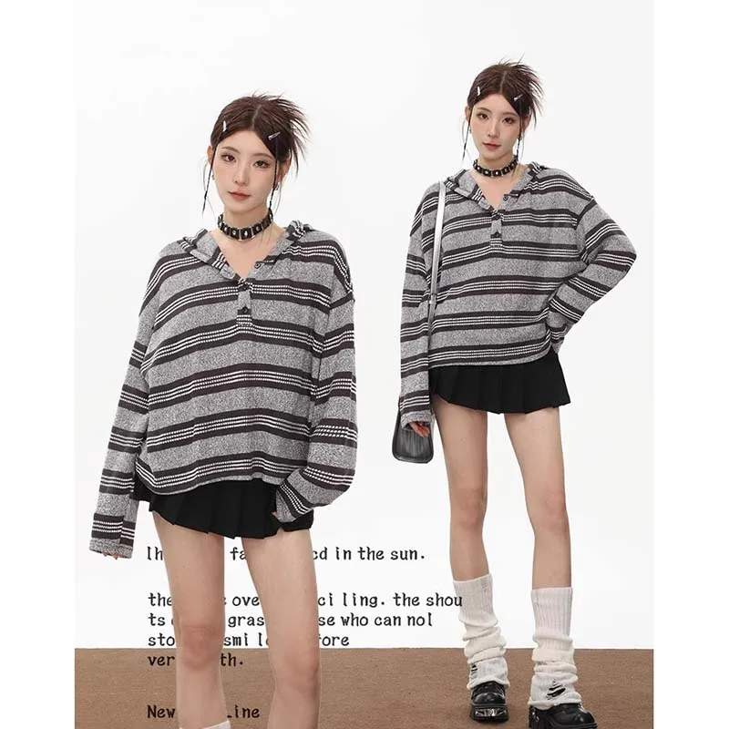 American Striped Hooded Sweater Women Fall Winter New Oversized Warm Knitted Jumpers Tops Ladies Casual Pullovers
American Striped Hooded Sweater Women Fall Winter New Oversized Warm Knitted Jumpers Tops Ladies Casual Pullovers
