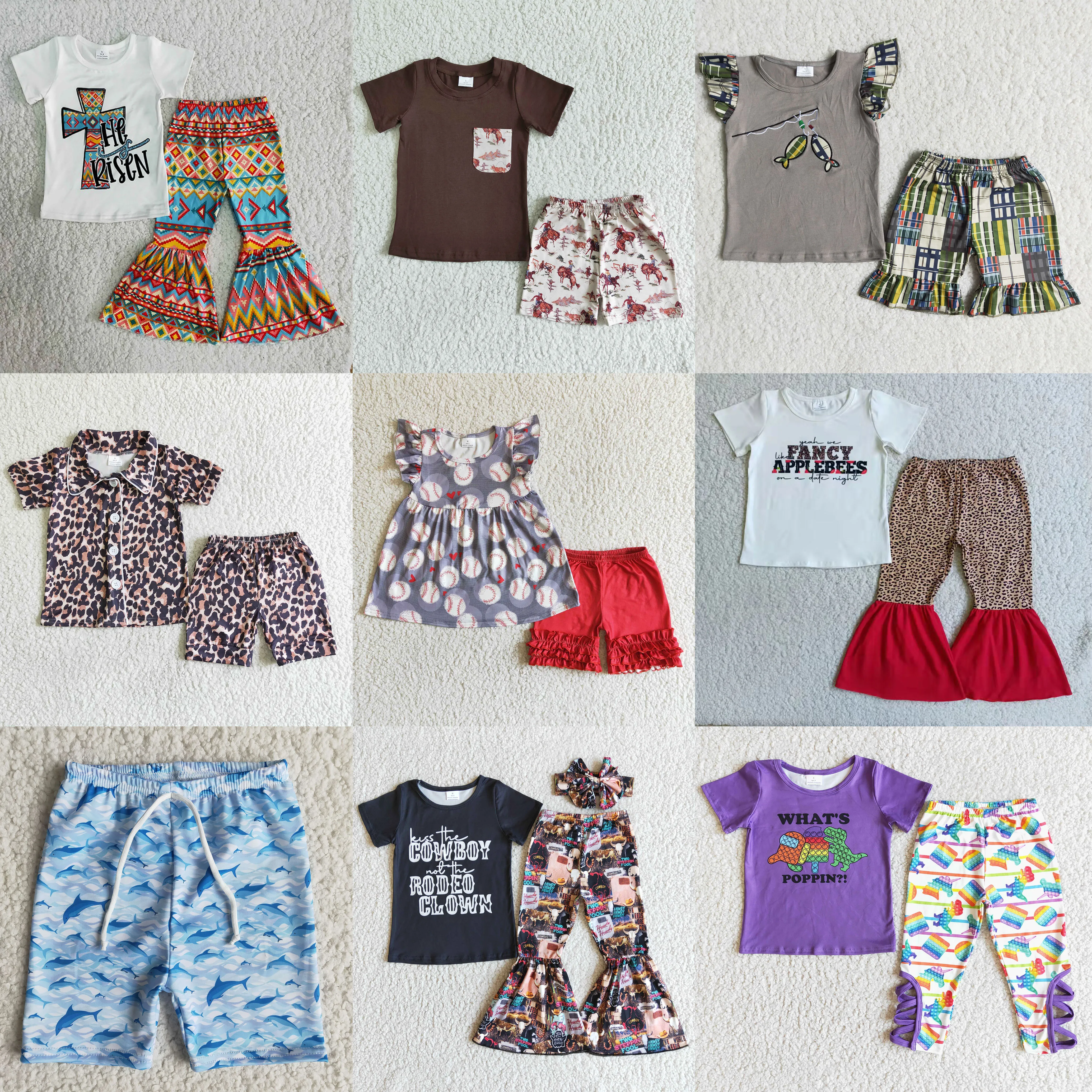 3.17 Promotion Items Kids Summer Clothes Short Sleeve Top With Short Set Baby Girls And Boys Boutique Outfits
3.17 Promotion Items Kids Summer Clothes Short Sleeve Top With Short Set Baby Girls And Boys Boutique Outfits