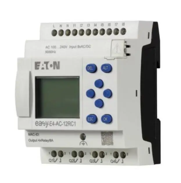 EASY-E4-AC-12RC1 197215 Control relays easyE4 with display (expandable, Ethernet), 100 - 240 V AC, 110 - 220 V DC (cULus: 100 -
EASY-E4-AC-12RC1 197215 Control relays easyE4 with display (expandable, Ethernet), 100 - 240 V AC, 110 - 220 V DC (cULus: 100 -