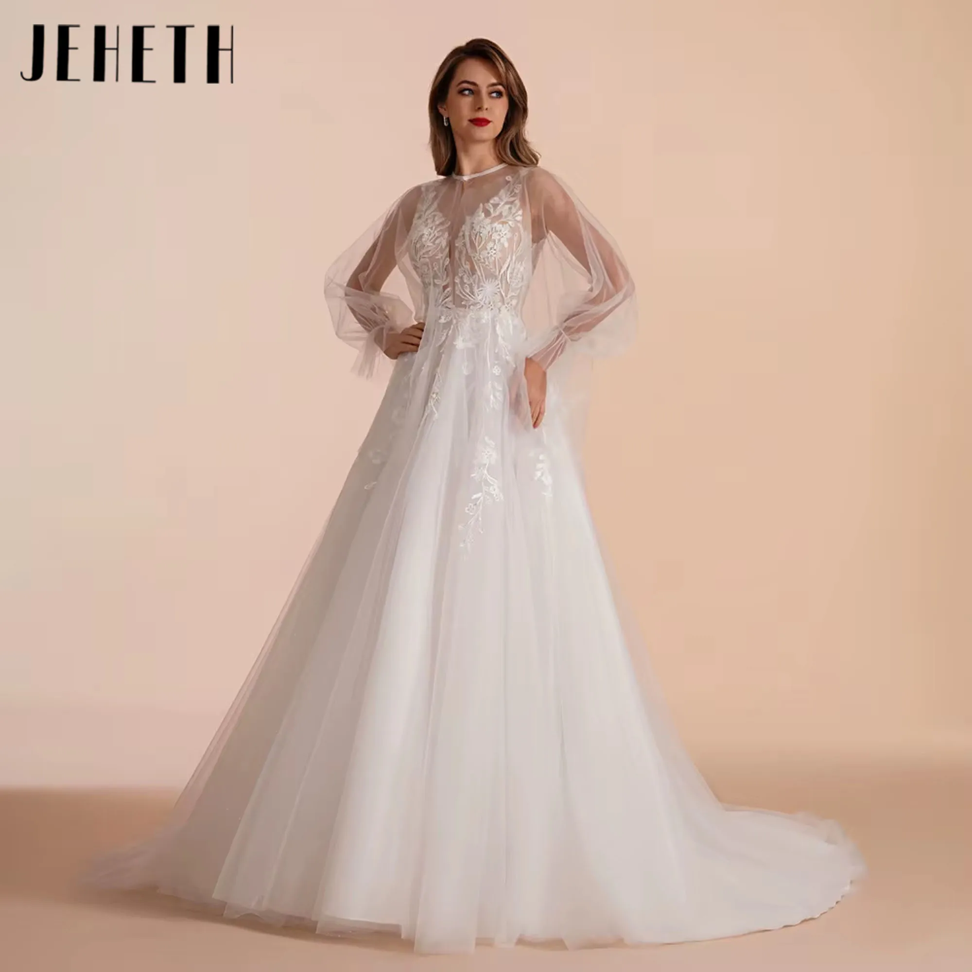 JEHETH Sexy Boho Lace Appliques Wedding Dresses Elegant Court Train A Line V-NECK Tulle Bride Bridal Party Gown Customized 2025
JEHETH Sexy Boho Lace Appliques Wedding Dresses Elegant Court Train A Line V-NECK Tulle Bride Bridal Party Gown Customized 2025