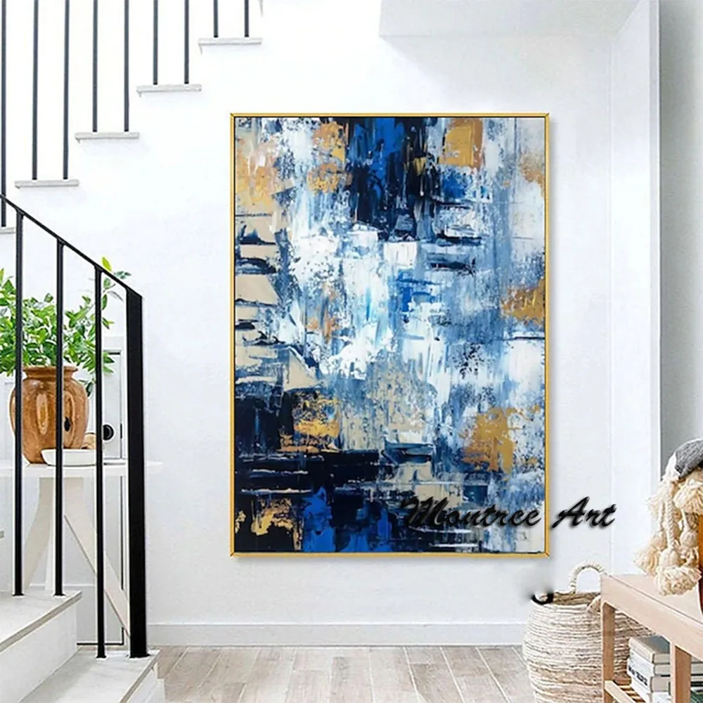 Handmade Oil Painting Canvas Wall Art Decorative Abstract Knife Painting Landscape Blue For Home Entryway Bedroom Luxury Decor
Handmade Oil Painting Canvas Wall Art Decorative Abstract Knife Painting Landscape Blue For Home Entryway Bedroom Luxury Decor