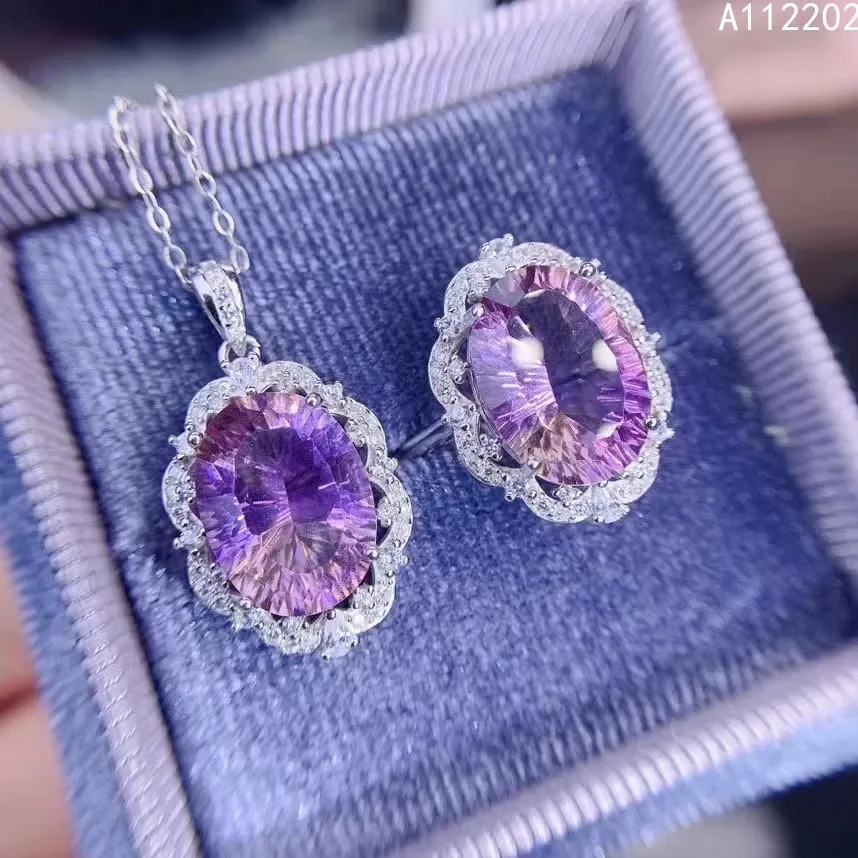 Boutique Jewelry Natural Ametrine Set 925 Sterling Silver Women's Pendant Necklace Ring Wedding Party BirthdayGift
Boutique Jewelry Natural Ametrine Set 925 Sterling Silver Women's Pendant Necklace Ring Wedding Party BirthdayGift