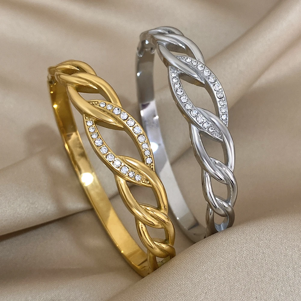 Freetry Fashion Waterproof Zircon Bangles Stainless Steel Bracelets For Women Hollow Geometry Spring Bangles Hand Ornament Gift
Freetry Fashion Waterproof Zircon Bangles Stainless Steel Bracelets For Women Hollow Geometry Spring Bangles Hand Ornament Gift