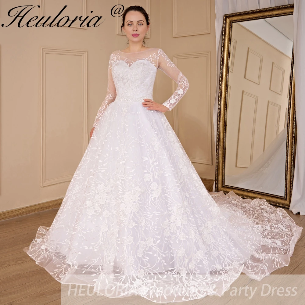 HEULORIA Ball Gown princess Wedding Dresses long sleeve lace bride dress beading belt plus size Robe De Mariee Wedding gown
HEULORIA Ball Gown princess Wedding Dresses long sleeve lace bride dress beading belt plus size Robe De Mariee Wedding gown