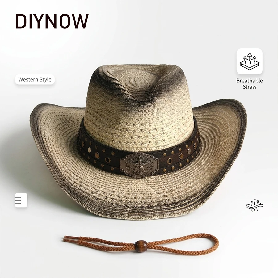 Western Cowboy Straw Hat for Men Women Vintage Outlaw Cowgirl Sun Sombrero Hat with Metal Star Emblem Band Beach Summer Caps
Western Cowboy Straw Hat for Men Women Vintage Outlaw Cowgirl Sun Sombrero Hat with Metal Star Emblem Band Beach Summer Caps