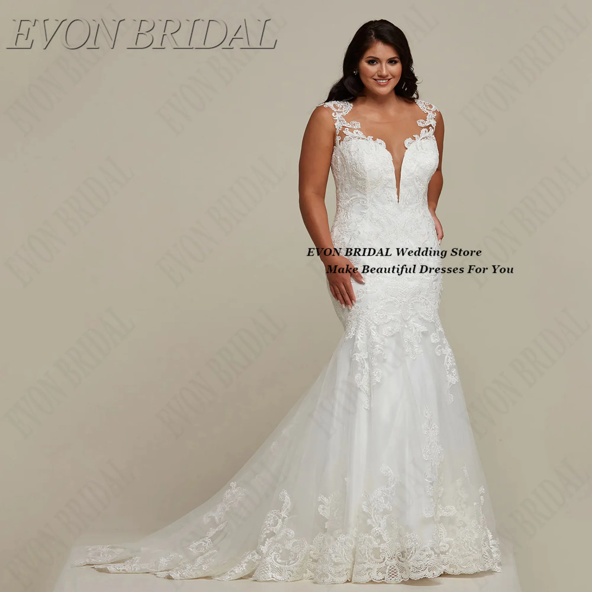 Lace Size Wedding Dresses Mermaid Elegant Woman Bride Dresses Classic Appliques Women Party Wedding Gowns EVON BRIDAL Customized
Lace Size Wedding Dresses Mermaid Elegant Woman Bride Dresses Classic Appliques Women Party Wedding Gowns EVON BRIDAL Customized