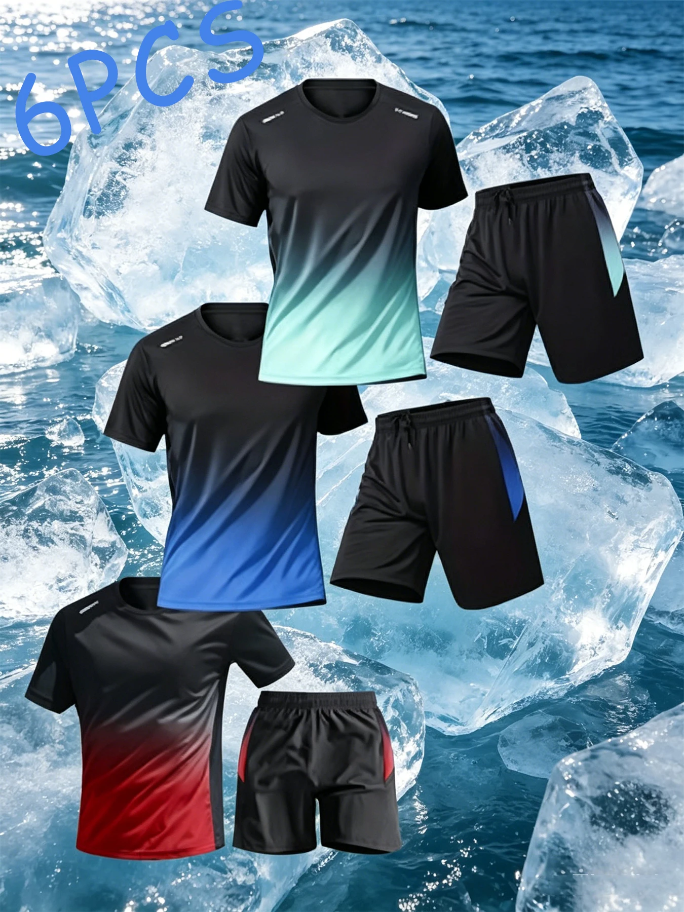 Men's 6-Piece Sports Set: 3 Short-Sleeve Tops + 3 Shorts | Summer Quick-Drying "Ice Silk" T-Shirts — Ideal for Badminton, Basketball, Soccer, Running, and Gym Workouts | A Great Summer Gift for Men
Men's 6-Piece Sports Set: 3 Short-Sleeve Tops + 3 Shorts | Summer Quick-Drying "Ice Silk" T-Shirts — Ideal for Badminton, Basketball, Soccer, Running, and Gym Workouts | A Great Summer Gift for Men