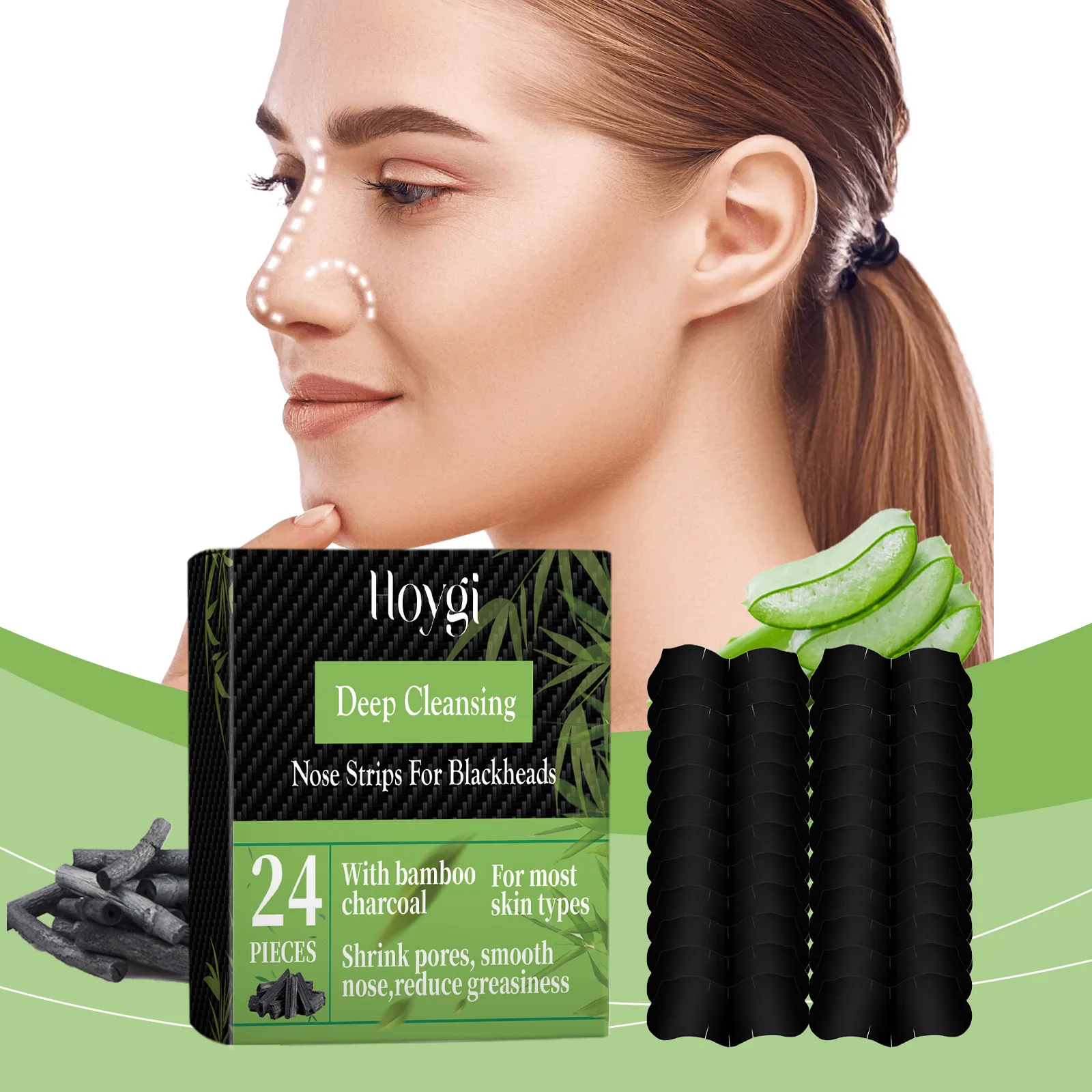 Hoygi 24pcs Blackhead Remove Nose Strips Bamboo Charcoal Shrink Pore Oil Control Repair T-Zone Cleansing Nose Mask for Blackhead
Hoygi 24pcs Blackhead Remove Nose Strips Bamboo Charcoal Shrink Pore Oil Control Repair T-Zone Cleansing Nose Mask for Blackhead