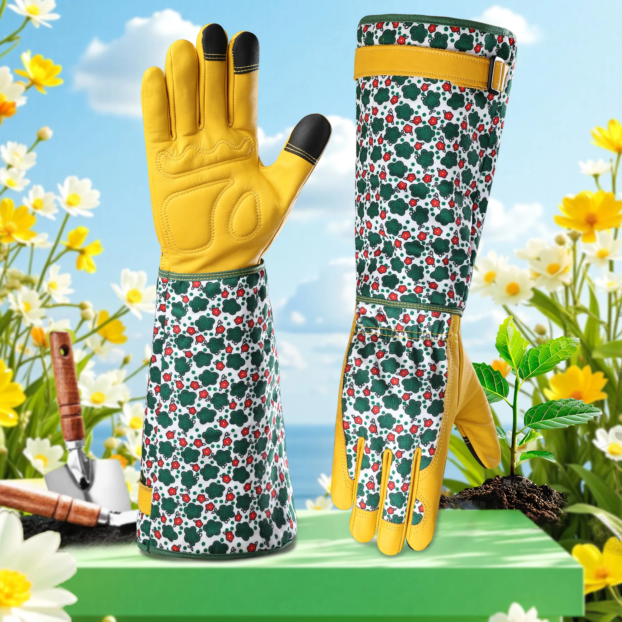 1 Pair Green Floral Long Gardening Gloves Adjustable Cuff Breathable for Outdoor Garden Work
1 Pair Green Floral Long Gardening Gloves Adjustable Cuff Breathable for Outdoor Garden Work