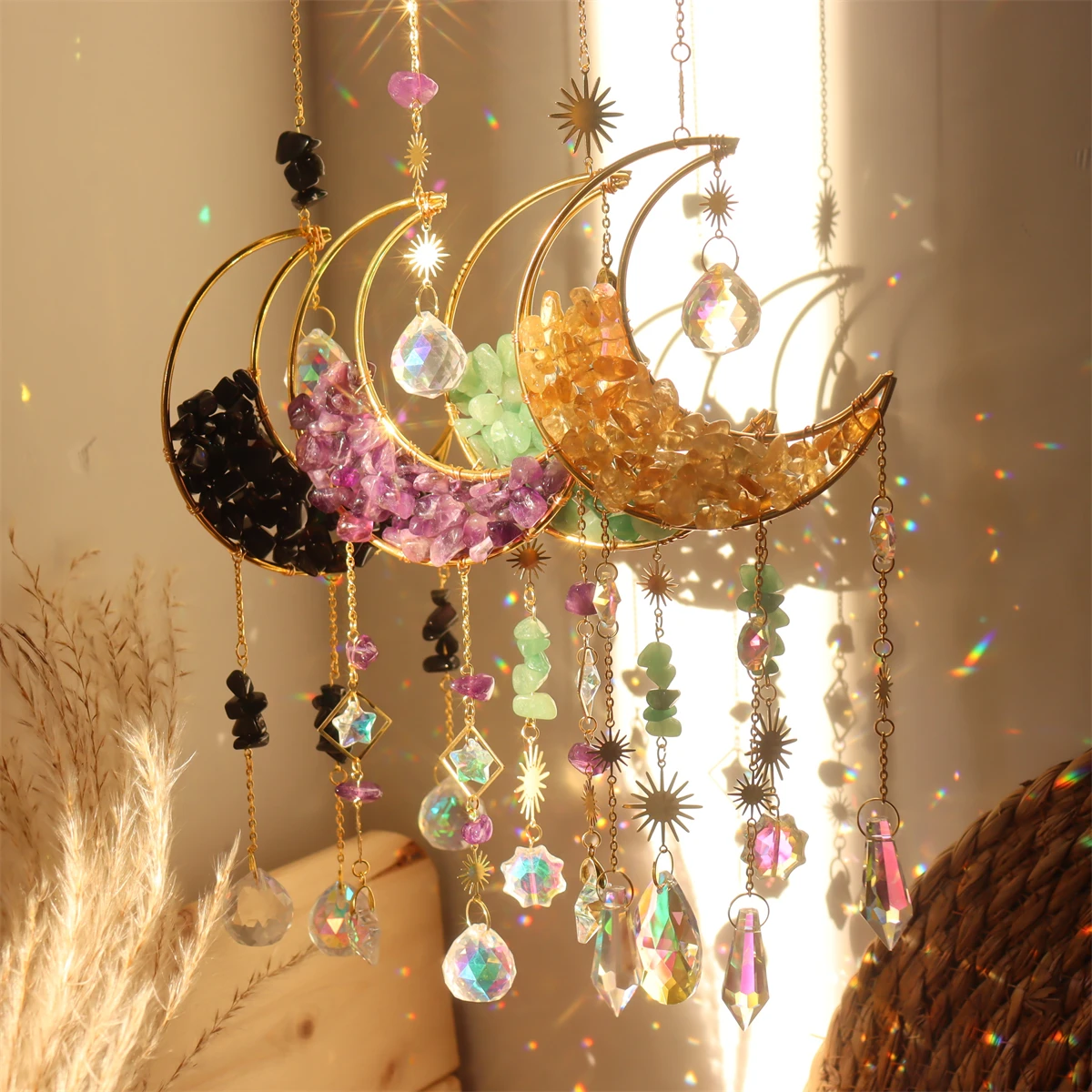 Hourglass Moon Purple Blue Green Pink Crystal Sun Catcher Pendant Decoration, Half Moon Window Hanging Pendant - Home and Garden
Hourglass Moon Purple Blue Green Pink Crystal Sun Catcher Pendant Decoration, Half Moon Window Hanging Pendant - Home and Garden