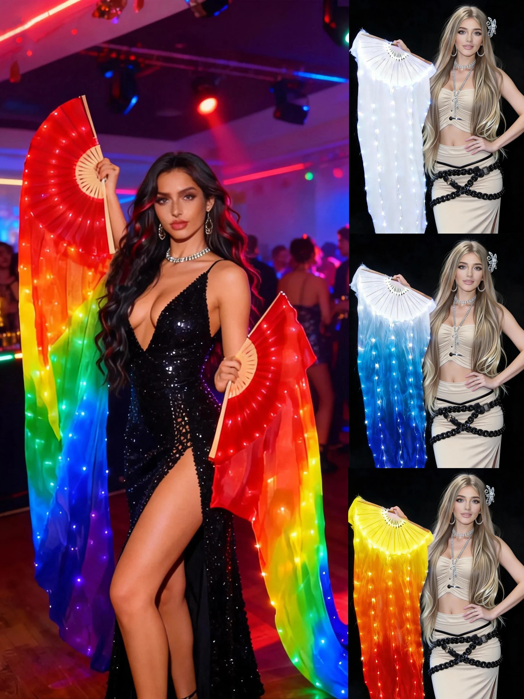 1 new adult LED 1.5-meter luminous fan with blue and white gradually changing color soft wire light string belly dance dance
1 new adult LED 1.5-meter luminous fan with blue and white gradually changing color soft wire light string belly dance dance