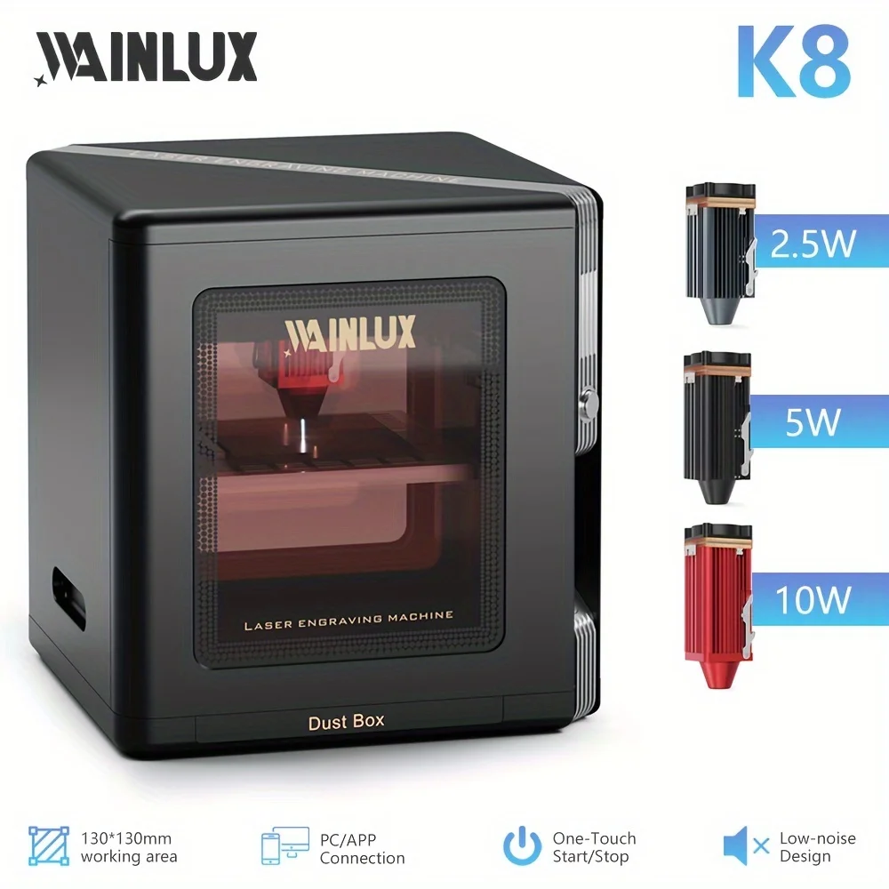 WAINLUX K8 5W/10W Mini Laser Engraver Machine,12000mm/min Laser Cutting And Engraving Machines For Wood And Metal
WAINLUX K8 5W/10W Mini Laser Engraver Machine,12000mm/min Laser Cutting And Engraving Machines For Wood And Metal
